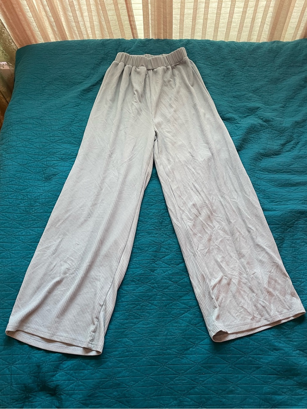Powder blue Ribbed Wide-Leg Loungewear athleisure Pants